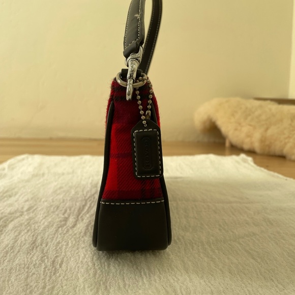 Coach small leather  and plaid wool shoulder bag in excellent condition - Picture 7 of 9
